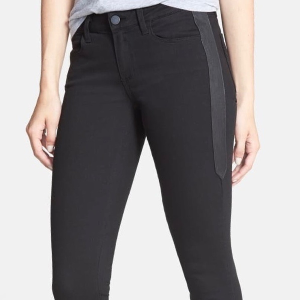 PAIGE Verdugo Ultra-skinny Black w/ Leather Darts